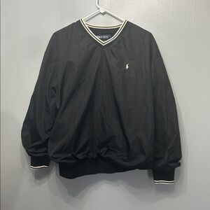 Polo Golf Vintage Black Oversized VNeck Pullover Jacket Windbreaker Size Med